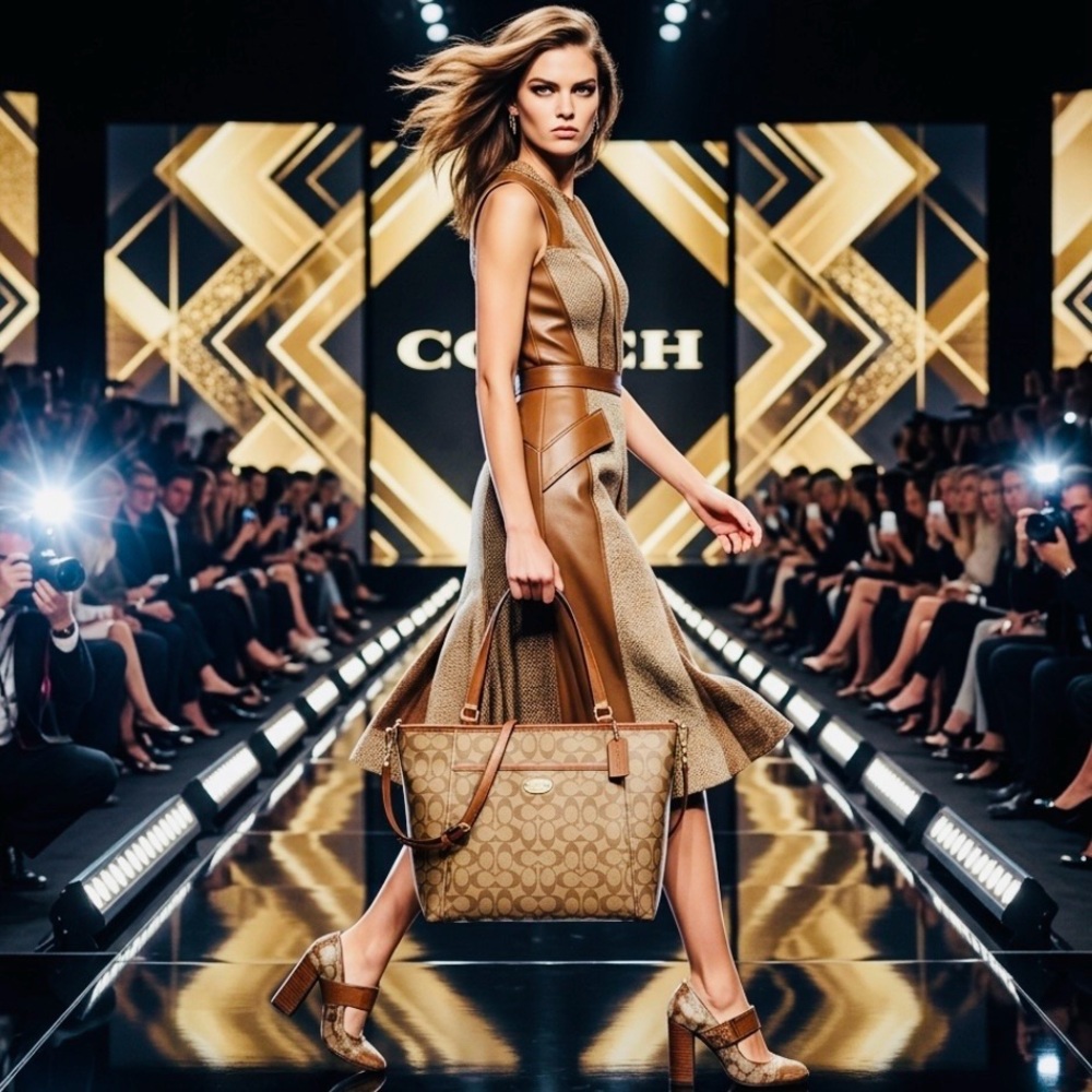 Coach Peyton Signature Pocket Tote Khaki / Saddle # F33998 MSRP $398 - EUC